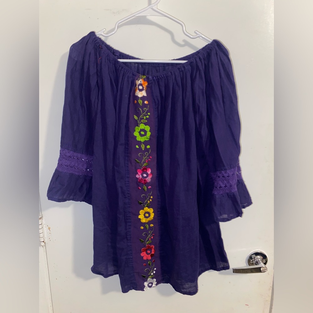Embroidered Purple Women's Top